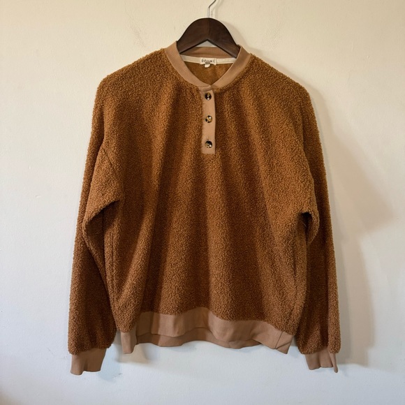 DONNI. Mini Sherpa Henley Sweater Medium - Picture 2 of 5